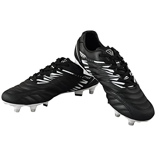 Vizari Valencia SG Outdoor Herren Fußballschuhe mit weichem Boden für weiche oder nasse Spielflächen und Felde (Schwarz, Weiss - Taille 46) von Vizari