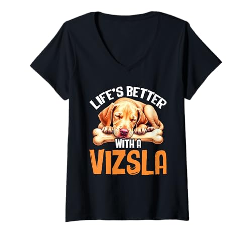 Damen Vizsla Hund T-Shirt mit V-Ausschnitt Damen Vizsla Hund T-Shirt mit V-Ausschnitt von Vizsla Gifts for Men and Women