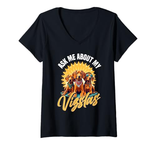 Damen Vizsla Hund T-Shirt mit V-Ausschnitt Damen Vizsla Hund T-Shirt mit V-Ausschnitt von Vizsla Gifts for Men and Women