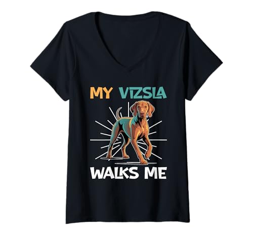 Damen Vizsla Hund T-Shirt mit V-Ausschnitt Damen Vizsla Hund T-Shirt mit V-Ausschnitt von Vizsla Gifts for Men and Women