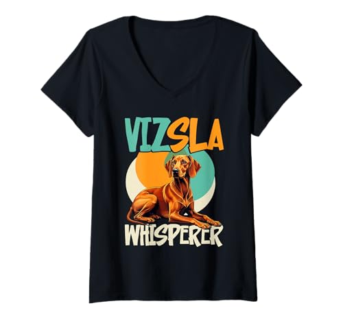 Damen Vizsla Hund T-Shirt mit V-Ausschnitt Damen Vizsla Hund T-Shirt mit V-Ausschnitt von Vizsla Gifts for Men and Women