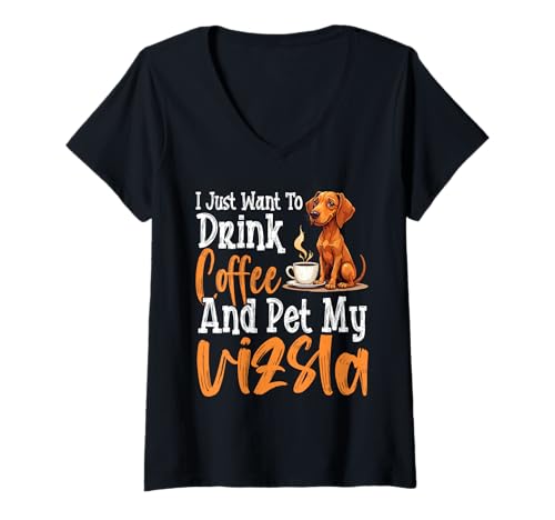 Damen Vizsla Hund T-Shirt mit V-Ausschnitt Damen Vizsla Hund T-Shirt mit V-Ausschnitt von Vizsla Gifts for Men and Women