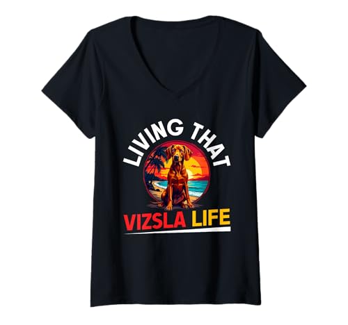 Damen Vizsla Hund T-Shirt mit V-Ausschnitt Damen Vizsla Hund T-Shirt mit V-Ausschnitt von Vizsla Gifts for Men and Women