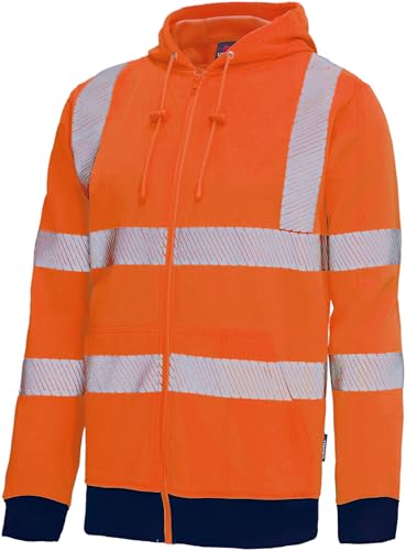 Warnschutz Sweatjacke mit Kapuze leuchtorange Gr.3XL VW14B von Vizwell