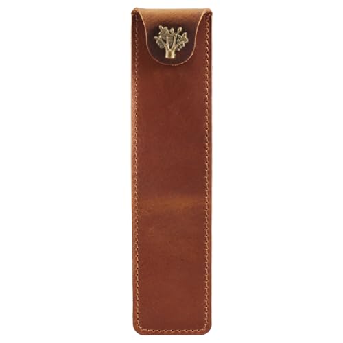 Vjsujehgy Echtes Leder Federbeutel Halter Single Pencil Bag Federtasche mit Druckknopf für Rollerball Fountain Ballpoint Pen-Brown Vjsujehgy Echtes Leder Federbeutel Halter Single Pencil Bag Federtasche mit Druckknopf für Rollerball Fountain Ballpoint Pen-Brown von Vjsujehgy