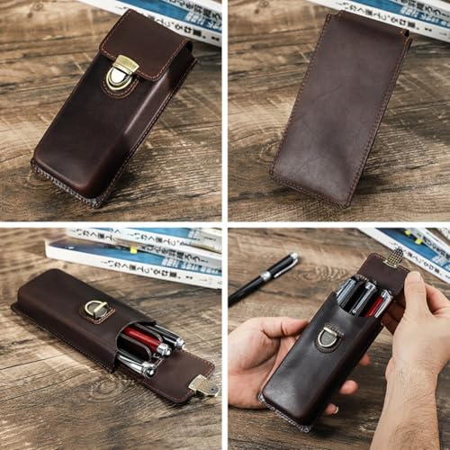 Vjsujehgy Handgefertigtes Füllfederhalter-Etui Aus Echtem Leder, Füllfederhalter-Organizer, Büro, Schule, Schreibwaren, 3 Fächer Vjsujehgy Handgefertigtes Füllfederhalter-Etui Aus Echtem Leder, Füllfederhalter-Organizer, Büro, Schule, Schreibwaren, 3 Fächer von Vjsujehgy