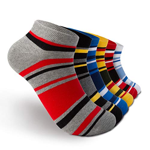 Vkele 6 Paar Sneaker Socken | Baumwolle classic | Farbmix | Größe: 39 40 41 42 | Männer Füßlinge Kurze Sneakersocken Sommersocken Streifen socken Baumwolle Sneakers Kurz Halbsocken Herrensocken von Vkele