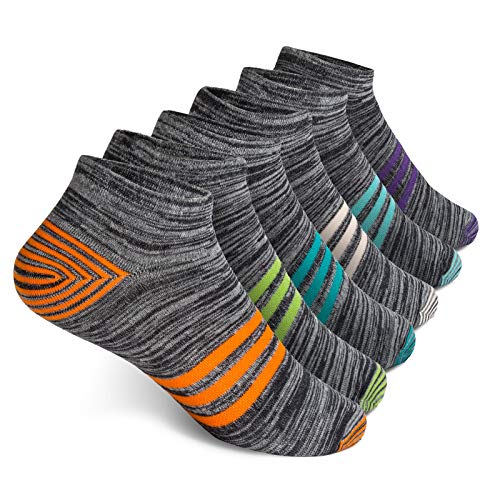 Vkele 6 Paar Sneaker Socken | Baumwolle classic | Orange Weiß Grün Lila Hellblau Lichtblau | Größe: 35 36 37 38 von Vkele