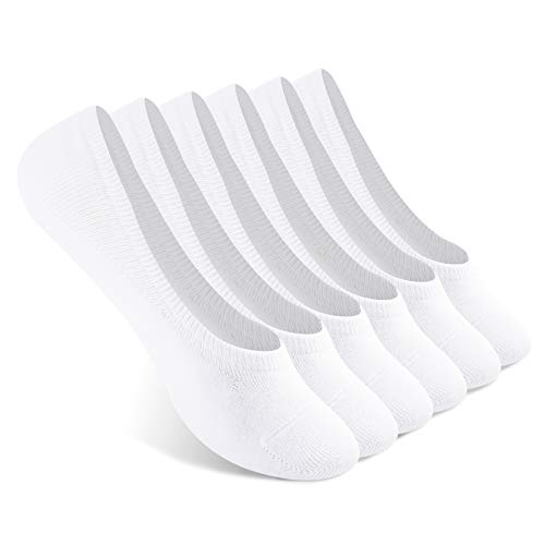 Vkele 6er Pack Füßlinge Sommersocken unsichtbare rutschfeste Sneakersocken| Größe: 43 44 45 46| 97% Baumwolle | Weiß| 6 Paar von Vkele