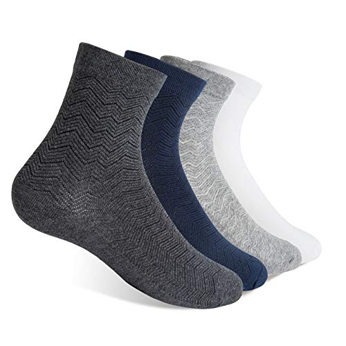 Vkele Business Socken aus Baumwolle | 4 Paar | Herren Socks Luftdurchlässigkeit Atmungsaktiv | Weiß Hellgrau Dunkelgrau Dunkelblau | Größe: 39 40 41 42 von Vkele