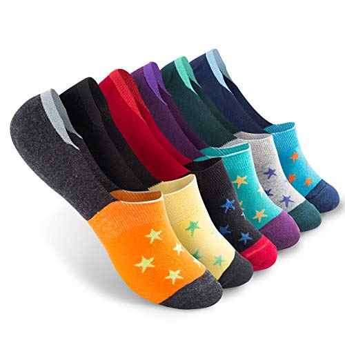 Vkele 6 Paar Damen Füßlinge aus Baumwolle Bunte Socken Sternchen 39 40 41 42 rot orange blau grau schwarz lichtblau grün von Vkele