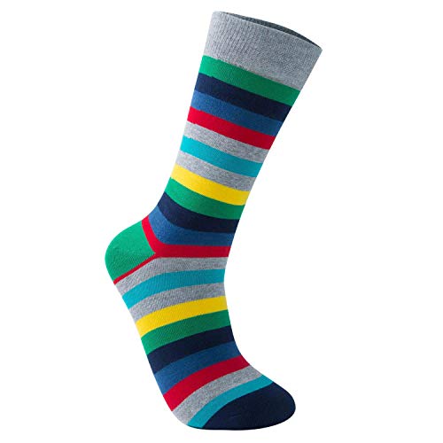 Vkele Herren Socken Streifen, Unisex, bunte Ringelsocken, Baumwolle, Ideal als Geschenke, Gr. 39 40 41 42, Grau 1 Paar von Vkele