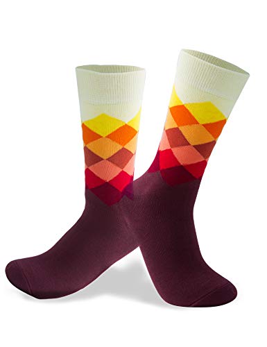 Vkele Herrensocken 43-46 (2 Paar) 80% Baumwolle bunte Karo Muster Socken für Herren Unisex Damen Junge, kariert Business-Socken mehrfarbig von Vkele