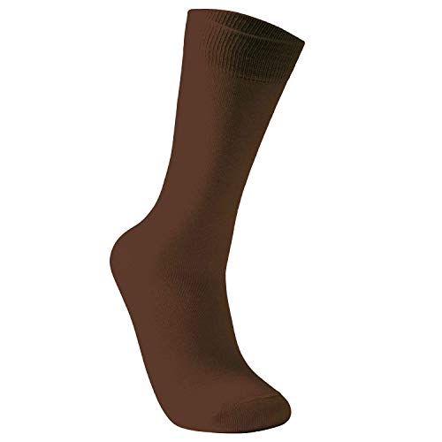 Vkele Socken für Damen und Herren aus feinster Baumwolle, Ideal als Geschenke, einfarbig Braun, Crew Socken 1 Paar, Gr. 39-42 39 40 41 42 von Vkele