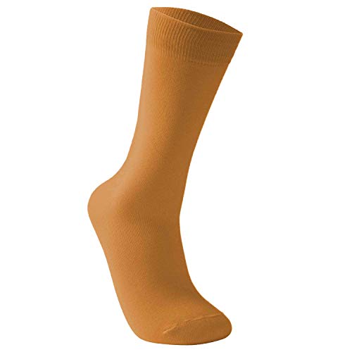 Vkele Socken für Damen und Herren aus feinster Baumwolle, Ideal als Geschenke, einfarbig Dunkelgelb, Crew Socken 1 Paar, Gr. 39-42 39 40 41 42 von Vkele