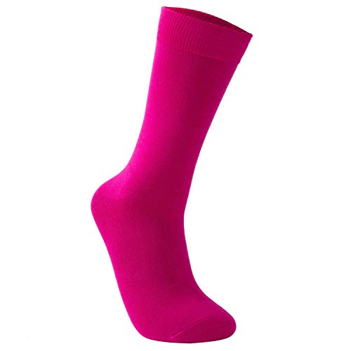 Vkele einfarbig Socken, Ideal als Geschenke, bunt Herrensocken, Baumwolle, Crew Socken, pink, 39 40 41 42, 1 Paar von Vkele