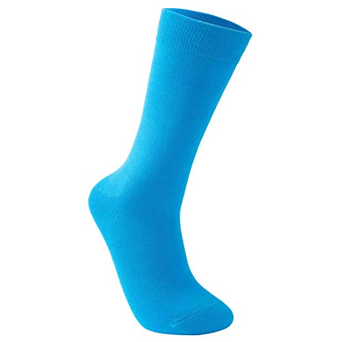 Vkele einfarbig Socken, Ideal als Geschenke, bunt Herrensocken Baumwolle, Crew Socken Hellblau, 43 44 45 46, 1 Paar von Vkele