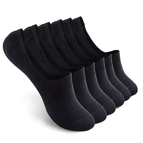 Vkele unsichtbare Sneaker socken Füßlinge Sommersocken Herren & Damen | Größe: 43 44 45 46 | mit Silikonpad | Schwarz | 6 Paar von Vkele