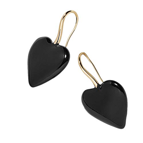 Vklopdsh Mode Punk Stil Damen Gold Schwarz Farbe Haken Tropfen Ohrring Nette Mode Liebe Ohrring Aussage Ohrringe für Frauen Schwarz von Vklopdsh