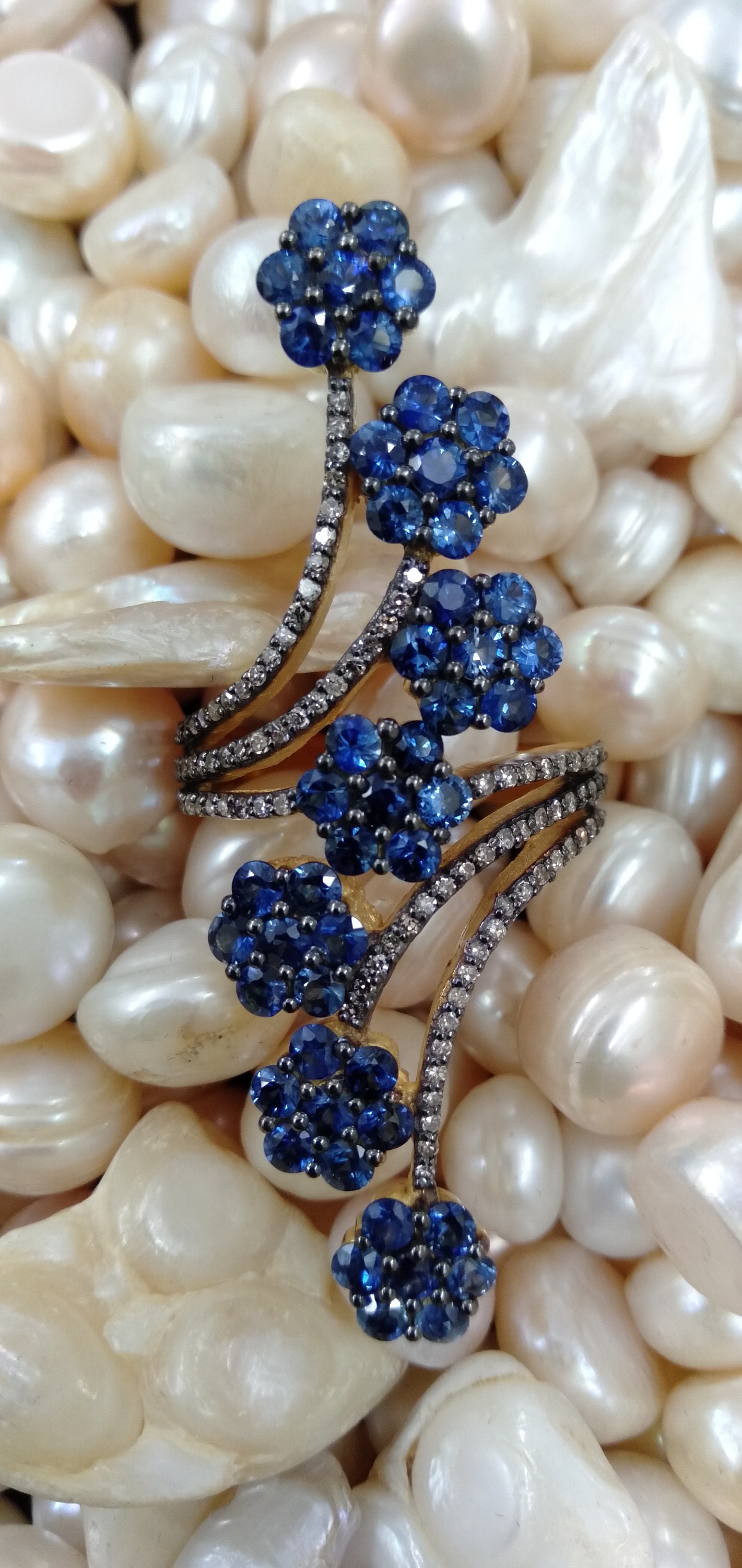 sterling Silber 925 Natürliche Blaue Saphir & Diamant Ring, Ehering, Verlobungsring sterling Silber 925 Natürliche Blaue Saphir & Diamant Ring, Ehering, Verlobungsring von Vksonsjewellers