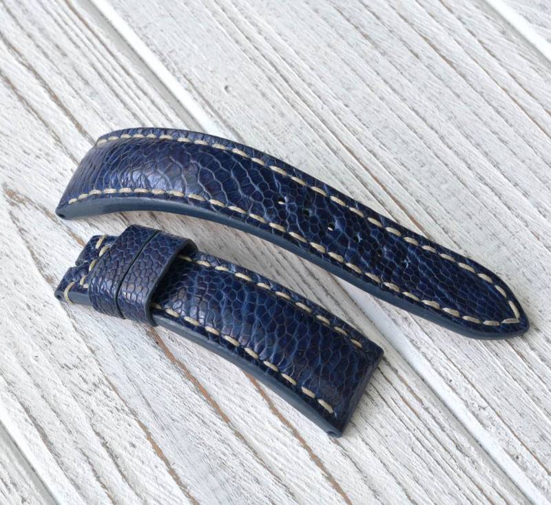 2420 Mm Blaues Straußenleder Uhrenband Versandfertig 2420 Mm Blaues Straußenleder Uhrenband Versandfertig von VladStraps