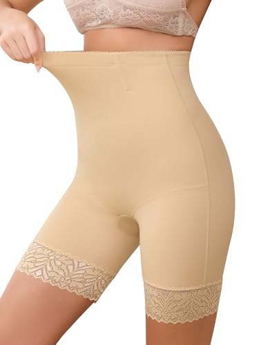 Vlazom Bauchweg Unterhose Damen Hohe Taille Miederhose mit Spitze Bauchkontrolle Oberschenkel Stark Formende Shapewear Leggings Nahtlose（S，Nude） von Vlazom