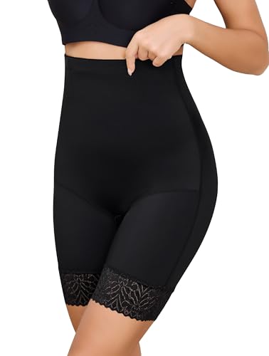 Vlazom Bauchweg Unterhose Damen Hohe Taille Miederhose mit Spitze Bauchkontrolle Oberschenkel Stark Formende Shapewear Leggings Nahtlose（XXL，Schwarz） von Vlazom