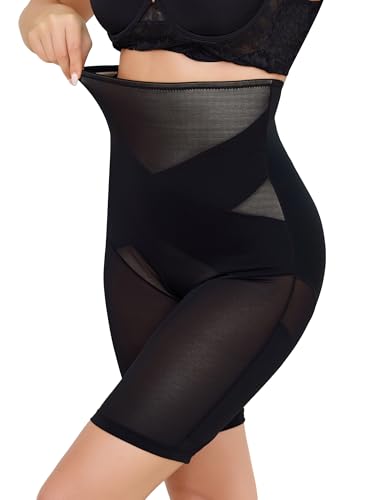Vlazom Bauchweg Unterhose Damen Miederpants mit Bein Shapewear Hohe Taille Body Shaper Figurformende Unterwäsche Leggings Atmungsaktive Nahtlose(S,Schwarz) von Vlazom