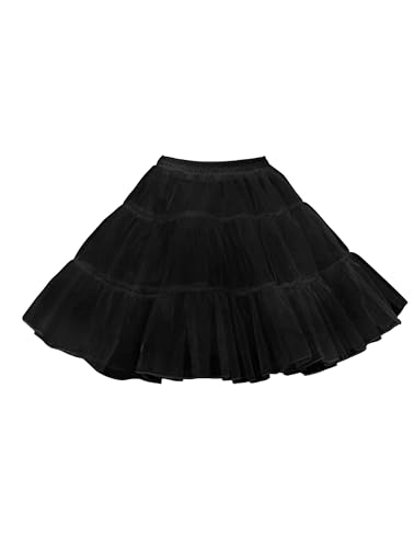 Vlazom Damen Petticoat Kurz Tüll Underskirt Hohe Taille Tutu Rock 50er Retro Ballett Blase Petticoat Prom Abendkleider Brautkleider Petticoats Karneval Kostüm（S-M，Schwarz） von Vlazom