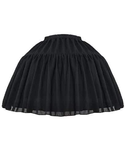 Vlazom Damen Unterrock Kurz Tüll Röcke Hohe Taille Tutu Lolita Unterrockirt Prom Abendkleider Brautkleider Petticoats Karneval Kostüm（S-L，Schwarz） von Vlazom