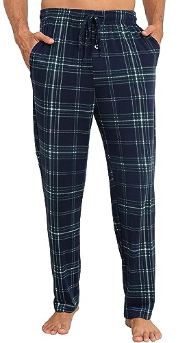 Vlazom Herren Schlafanzughose Karierte Pyjamahose Winter Freizeithose Lang Jogginghose（L,Stil C-Grün） von Vlazom