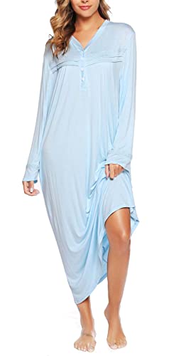 Vlazom Langarm Nachthemd Schlafkleid V-Ausschcnitt Weich Umstandskleid Stillnachthemd(S,Stil A-licht Blau) Vlazom Langarm Nachthemd Schlafkleid V-Ausschcnitt Weich Umstandskleid Stillnachthemd(S,Stil A-licht Blau) von Vlazom