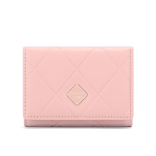 Vllcsla Brieftasche für Frauen PU-Leder Geldbörsen Kleines Dreifach Gefaltetes Kompaktes Kreditkartenetui mit 7 Kartenfächern und 1 ID-Fenster Kartenhalter Organizer (Rosa) von Vllcsla