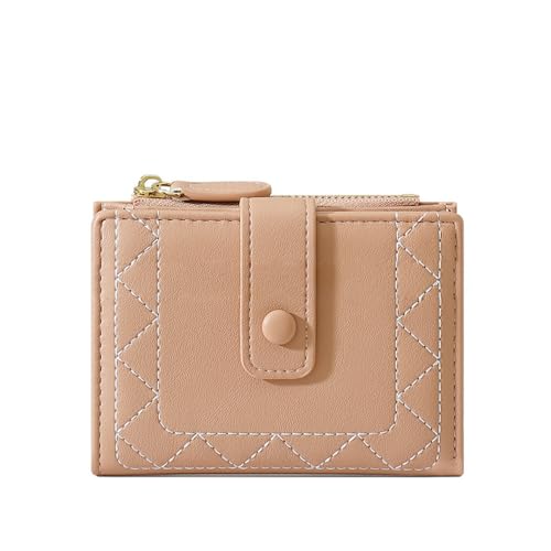 Vllcsla Frauen Bifold Niedliche Brieftasche Damen Kleine Größe PU Leder Kurze Geldbörse mit Reißverschluss Münzfach und ID-Fenster für Mädchen (Rosa) von Vllcsla