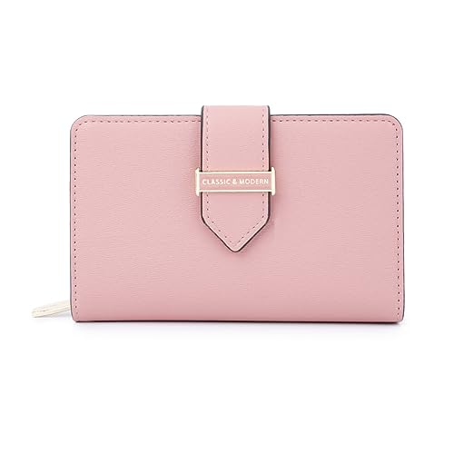 Vllcsla Geldbörsen für Frauen Damen PU Leder Bifold Brieftaschen Kartenetuis Geld-Organizer mit Reißverschlusstasche, Damen Clutch Portemonnaie (Rosa) von Vllcsla