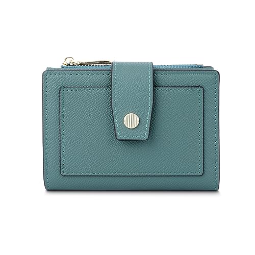 Vllcsla Kleine Brieftasche für Frauen Mädchen PU-Leder Geldbörse Brieftasche Dünner und Leichter Kartenhalter Organizer mit Fotofenster und Reißverschluss Münzfach (Grün) von Vllcsla