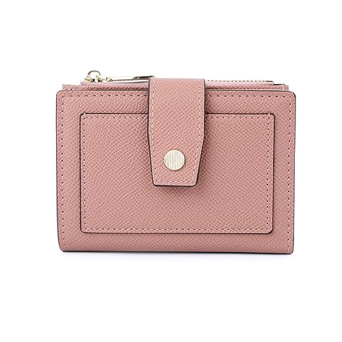 Vllcsla Kleine Brieftasche für Frauen Mädchen PU-Leder Geldbörse Brieftasche Dünner und Leichter Kartenhalter Organizer mit Fotofenster und Reißverschluss Münzfach (Rosa) von Vllcsla