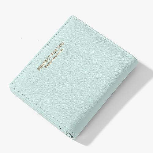 Vllcsla Kleine Geldbörsen für Damen mit Foto Winodw - Damen 6 Karten Schlanker minimalistischer Kartenhalter Münzwechsel Geldbörse Fronttasche Brieftasche Kartenhalter Organizer (Grün) von Vllcsla