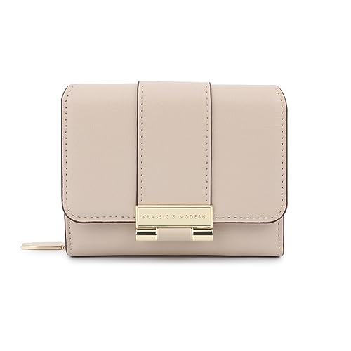 Vllcsla Kleines Portemonnaie für Damen Damengeldbörse mit 3 Kartenfächern und Fotofenster und Münztasche mit Reißverschluss, kleine Damen Geldbörsen aus weichem Leder (Aprikose) von Vllcsla