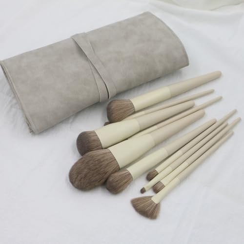 Vllcsla Make-up Pinsel 10 Stück/Set, Cremiges Weiß Gesichtsmake-up Pinsel Set Lidschatten-Foundation-Rouge-Nasen-Schatten-Puder-Concealer-Pinsel, Pinselset Makeup Make-up Tools für Anfänger von Vllcsla
