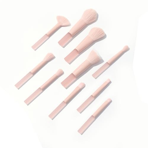 Vllcsla Make-up Pinsel 10 Stück Klein, 10 Tragbare Mini Make-up Pinsel, Foundation Powder Blush Blending Lidschatten Pinsel-Sets, Tragbare Schönheitswerkzeuge, Rosa von Vllcsla