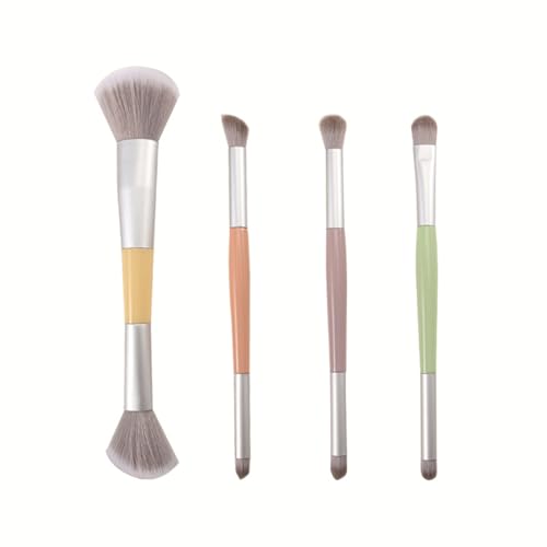 Vllcsla Make-up-Pinsel 4 Stück Sets, Doppelseitige Make-up Pinsel, Doppelseitige 2-in-1 Kabuki Make-up Pinsel, Inklusive Konturpinsel, Rouge-Pinsel, Lidschatten-Pinsel von Vllcsla