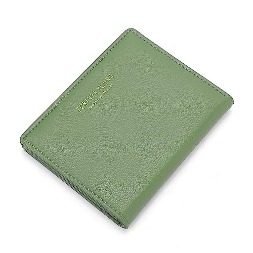 Vllcsla Mini Portemonnaie für Damen für Karten für 6 Kartenfächer, Damen Geldbörse Portemonnaie, Damen Kleine Bifold Leder Geldbörsen/Portemonnaies mit Fotofenster, kleine Größe (Grün) von Vllcsla