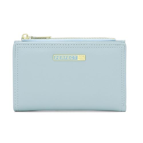 Vllcsla PU Leder Brieftasche für Frauen Kleine Schlanke Damen Bifold Geldbörse mit 10 Kartenfächern &; 1 ID-Fenster &; Reißverschluss Münzwechselfach Frauen Kartenhalter Organizer (Blau) von Vllcsla