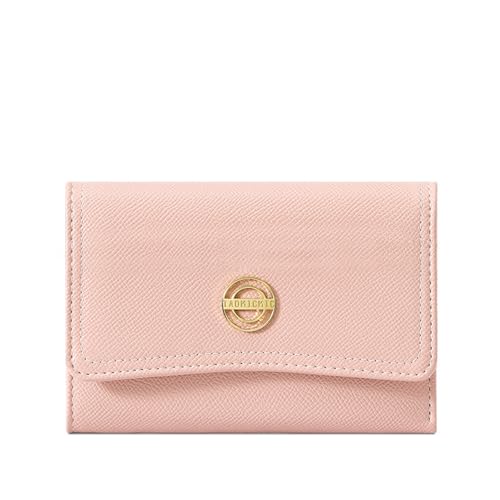 Vllcsla PU Leder Kleine Brieftasche für Damen - Kompakte dünne Brieftasche mit Mehreren Kartenfächern, süße Kurze Geldbörse für Mädchen mit Ausweisfenster und Reißverschlusstasche (Rosa) von Vllcsla