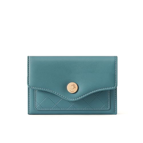 Vllcsla PU Leder Portemonnaie für Damen, Damen Bifold Coin Zipper Kleine Geldbörse mit 7 Kartenfächern und 1 ID-Fenster und 1 Reißverschlussfach (Blau) von Vllcsla