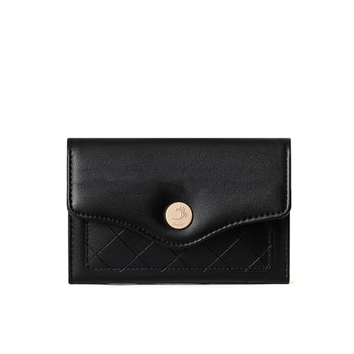 Vllcsla PU Leder Portemonnaie für Damen, Damen Bifold Coin Zipper Kleine Geldbörse mit 7 Kartenfächern und 1 ID-Fenster und 1 Reißverschlussfach (Schwarz) von Vllcsla