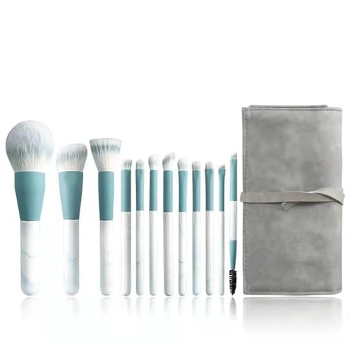 Vllcsla Pinselset Makeup 14 Stück Marmor Make-up Pinsel Set, Blau, mit Aufbewahrungstasche, Set von Puder Rouge Mischen Lidschatten Concealer Eyeliner Pinselsets, Make-up Tools von Vllcsla