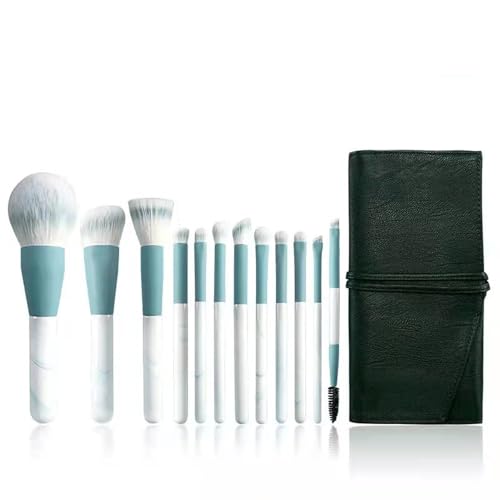Vllcsla Pinselset Makeup 14 Stück Marmor Make-up Pinsel Set, Blau, mit Aufbewahrungstasche, Set von Puder Rouge Mischen Lidschatten Concealer Eyeliner Pinselsets, Make-up Tools von Vllcsla