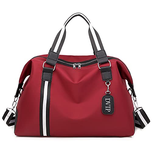 Vllcsla Reisetasche Sporttasche Damen Große 48x20x33 cm, Damen 32L Reisetasche Weekender mit Nassfach, Einfarbig, Rutschfester Boden, Heavy Weekender Fitness Duffle Tasche Handgepäck (Rot) von Vllcsla